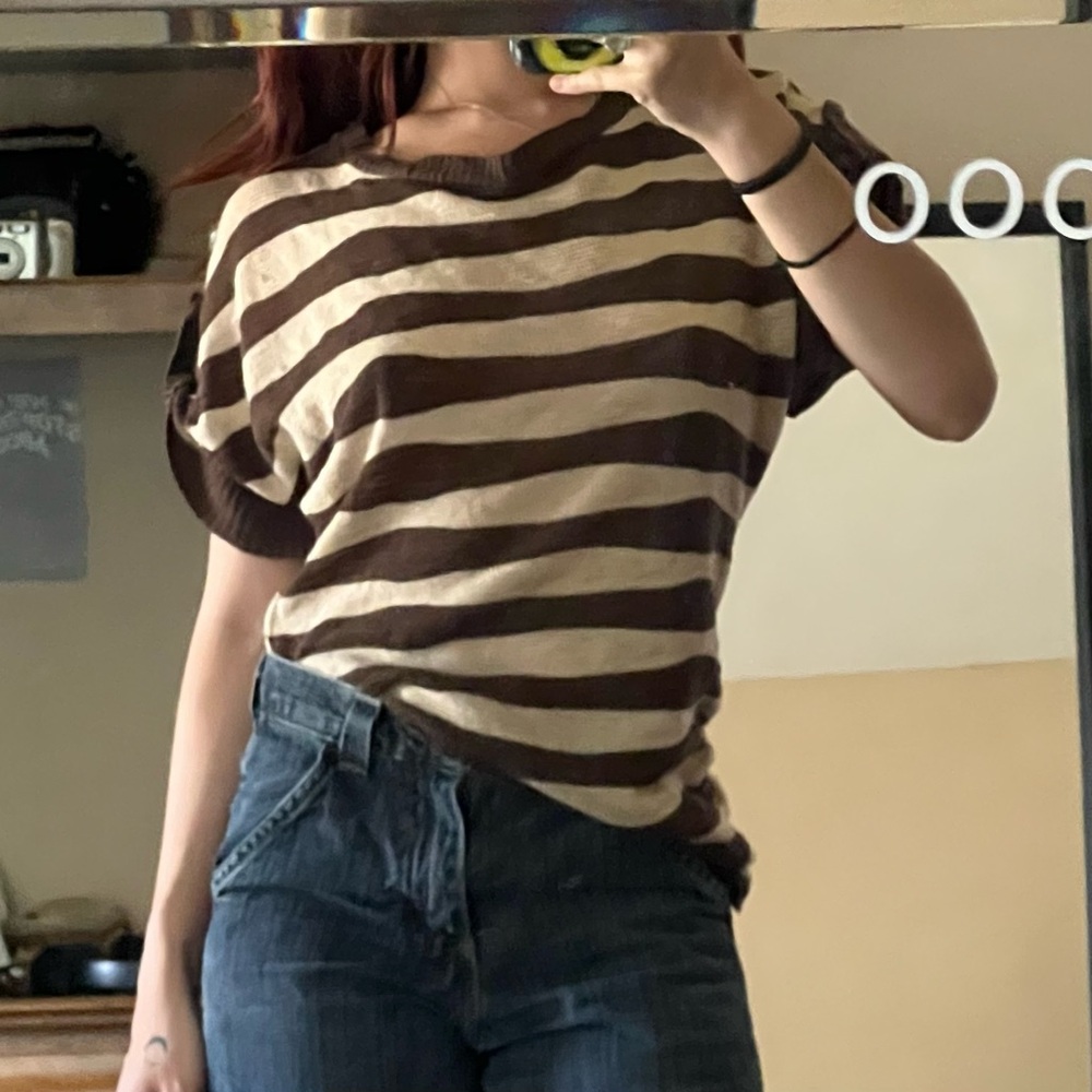 Vintage Striped Batwing Sleeve Top